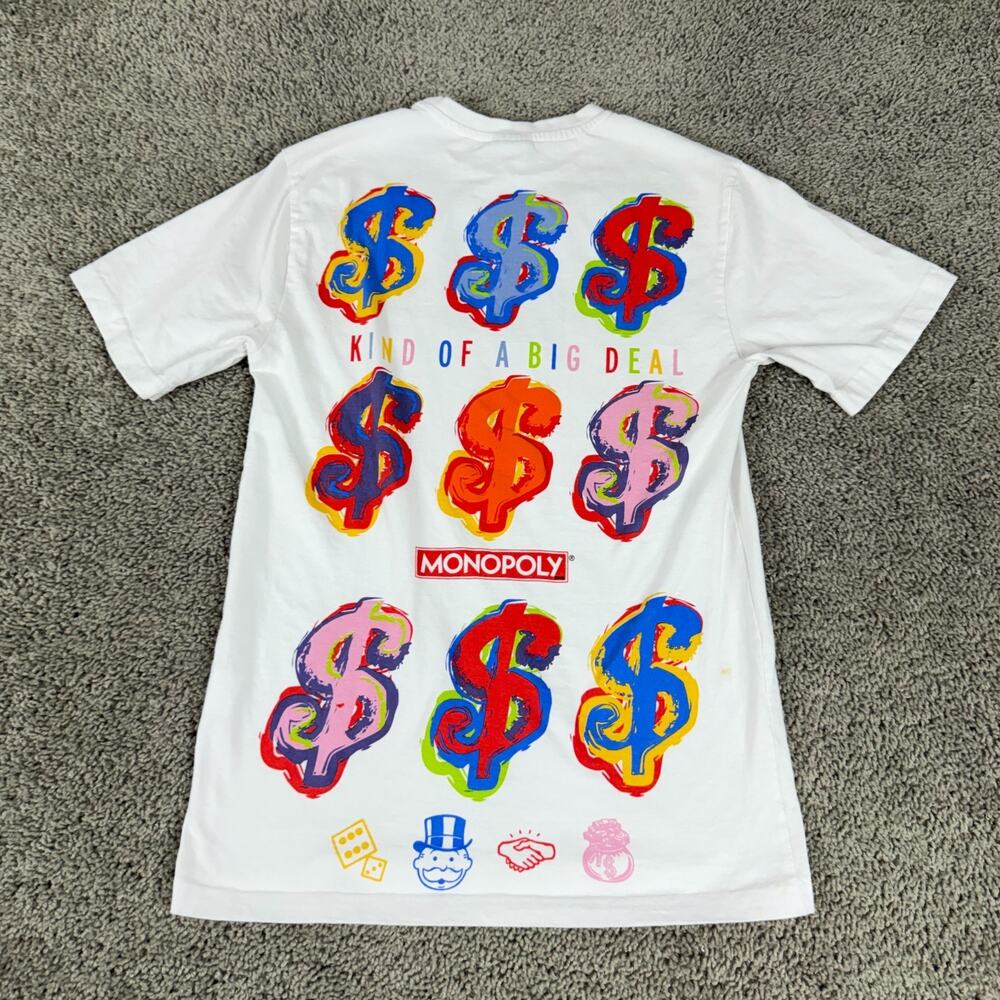 Monopoly x Tango Hotel Shirt Mens Small White Dollar Signs King Of A Big Deal